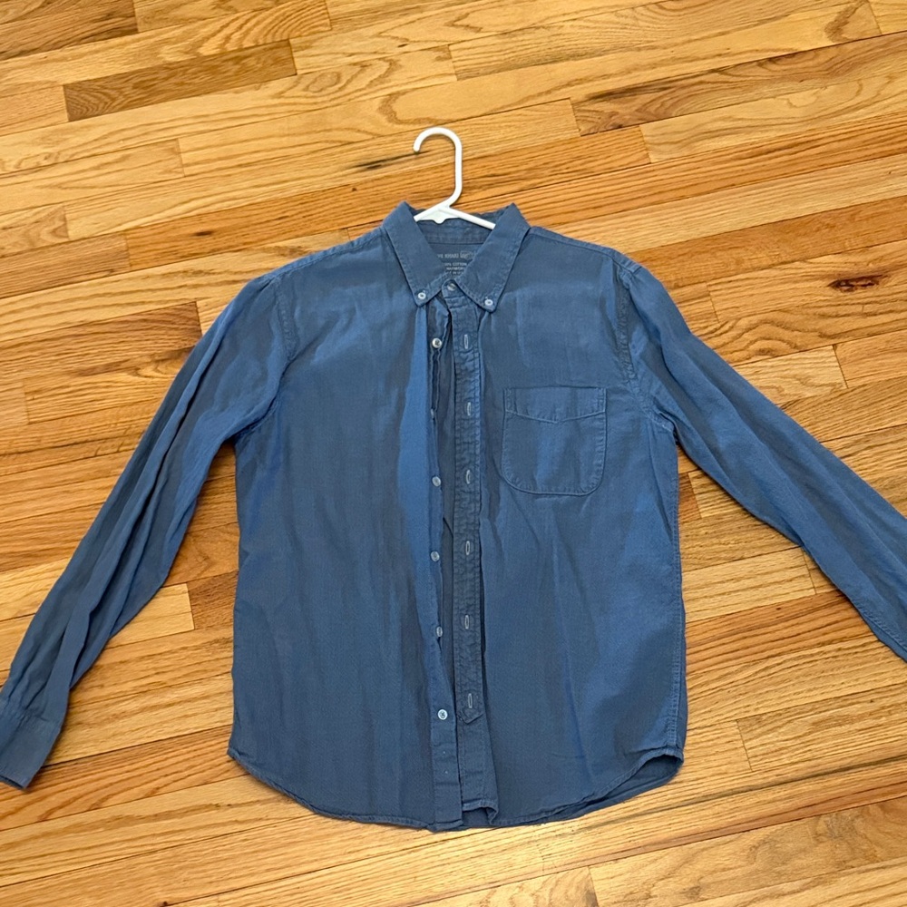 Casual Blue Oxford Button-Down Shirt for Men